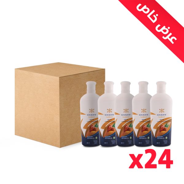 عرض الجملة كرتونة 24 عبوة بلسم كيرافيو المطور بزيت الأرجان والكيراتين للشعر التالف والضعيف - نظام إصلاح مكثف وترطيب مضاعف، تركيبة نباتية 100% غنية بفيتامين B5، توفير هائل - 350 ملل
