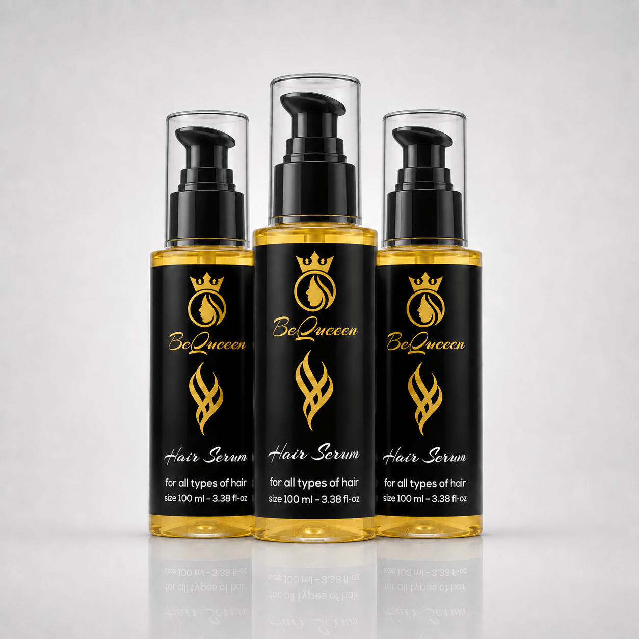 Be Queen-bundle triple-serum-100ml عرض التوفير الثلاثي: 3 عبوات سيروم بي كوين المغذي بالأرجان (100 مل × 3) - لحماية الشعر من الحرارة، علاج الهيشان والتقصف، ومنح الخصلات لمعاناً كريستالياً وملمساً حريرياً يدوم طويلاً. - الصورة 1