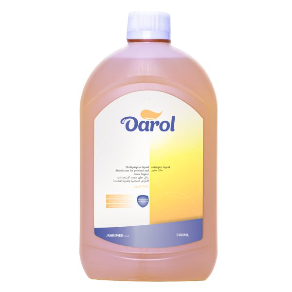 سائل مطهر ومعقم دارول متعدد الأغراض برائحة الصنوبر المنعشة - عبوة 500 مل - يقتل 99.9% من الجراثيم ويوفر حماية قصوى لمدة 24 ساعة للنظافة الشخصية والمنزلية.